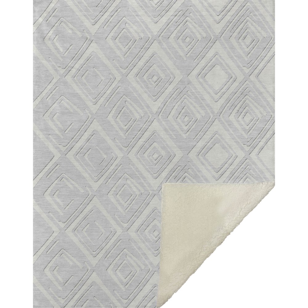 Premium Machine Washable ASB862 Silver 50" x 70" Sherpa Throw Blanket. Picture 1