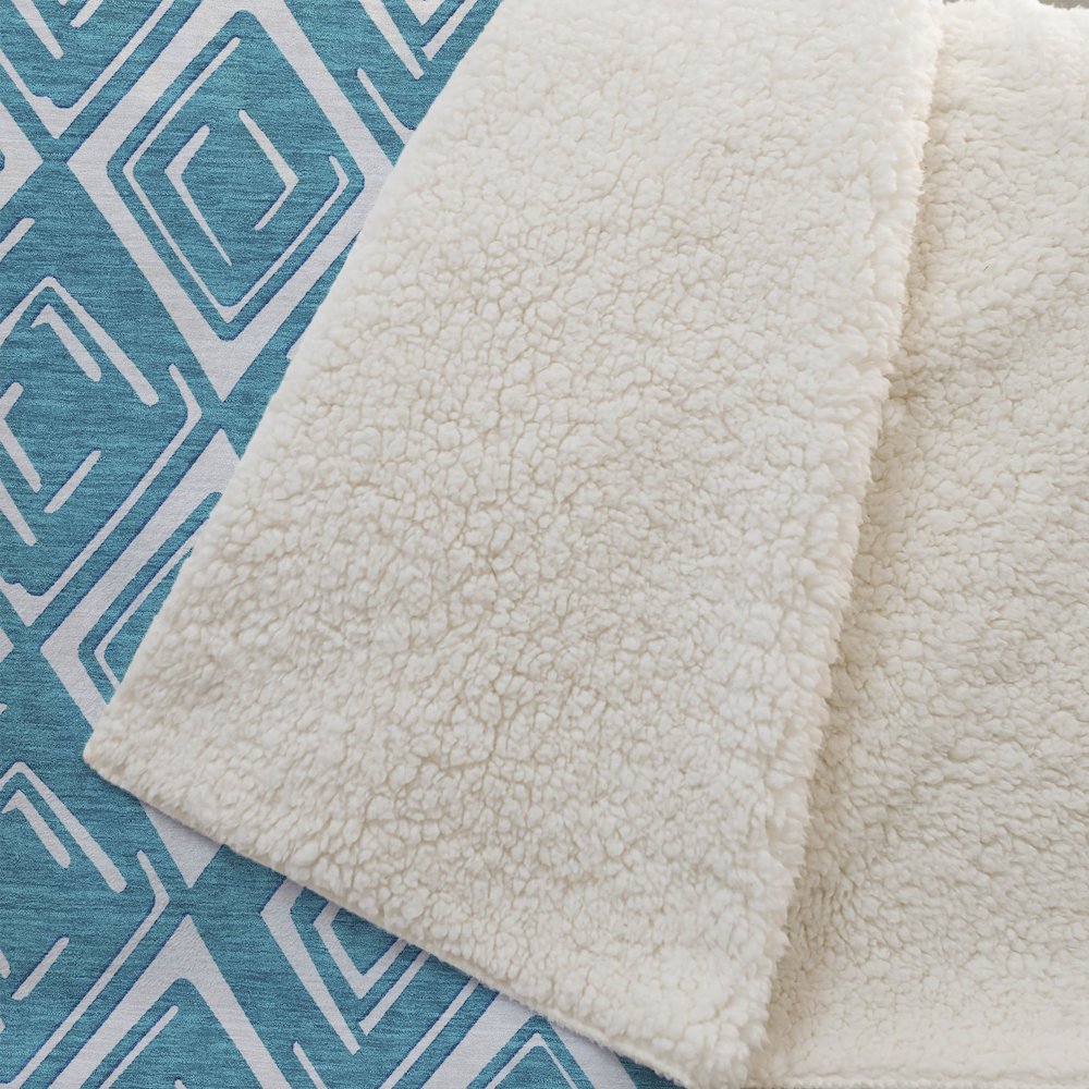 Premium Machine Washable ASB862 Teal 50" x 70" Sherpa Throw Blanket. Picture 2