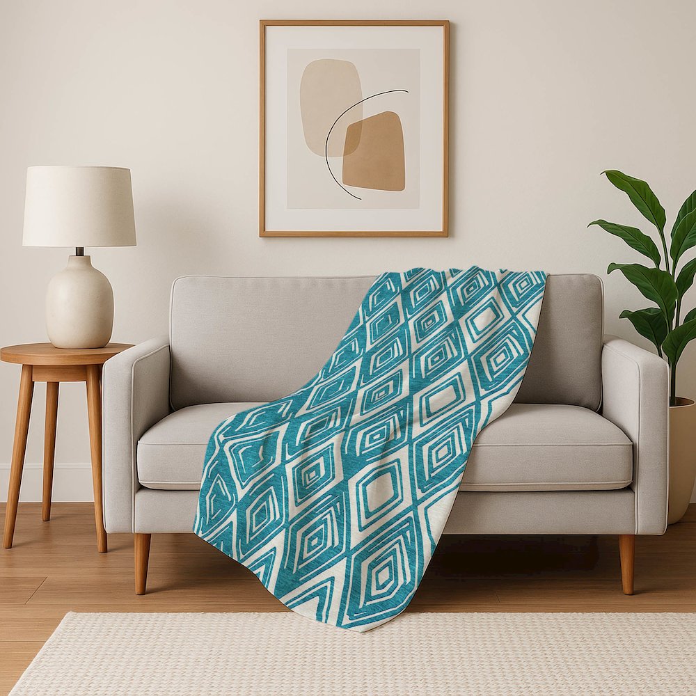 Premium Machine Washable ASB862 Teal 50" x 70" Sherpa Throw Blanket. Picture 5