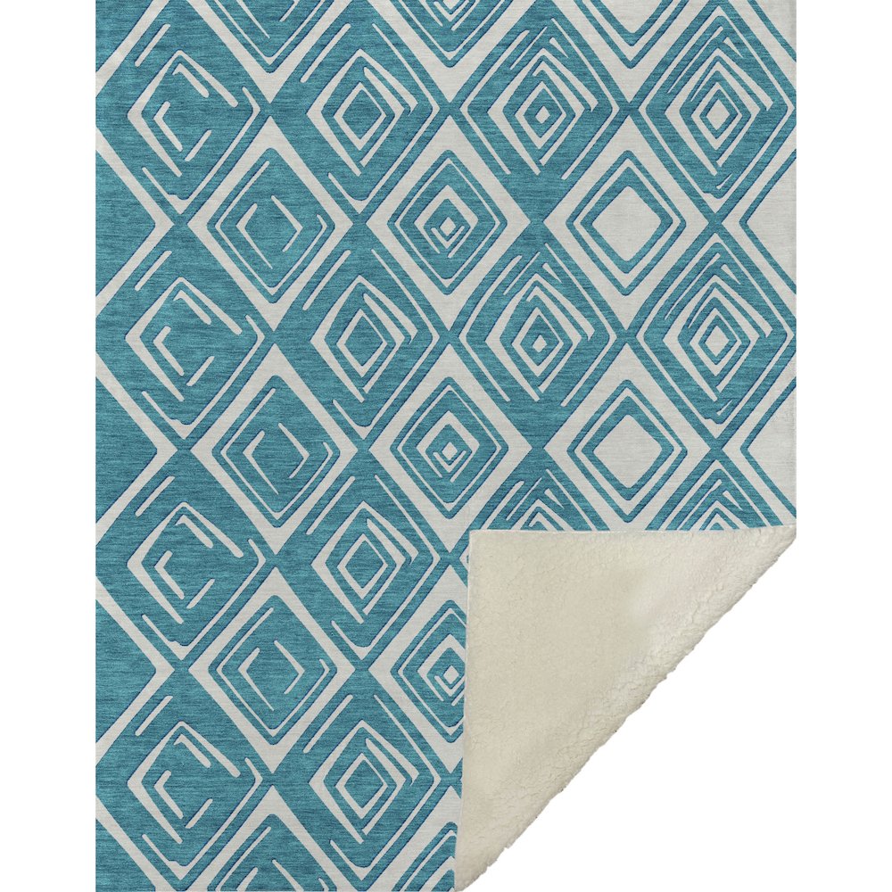 Premium Machine Washable ASB862 Teal 50" x 70" Sherpa Throw Blanket. Picture 1