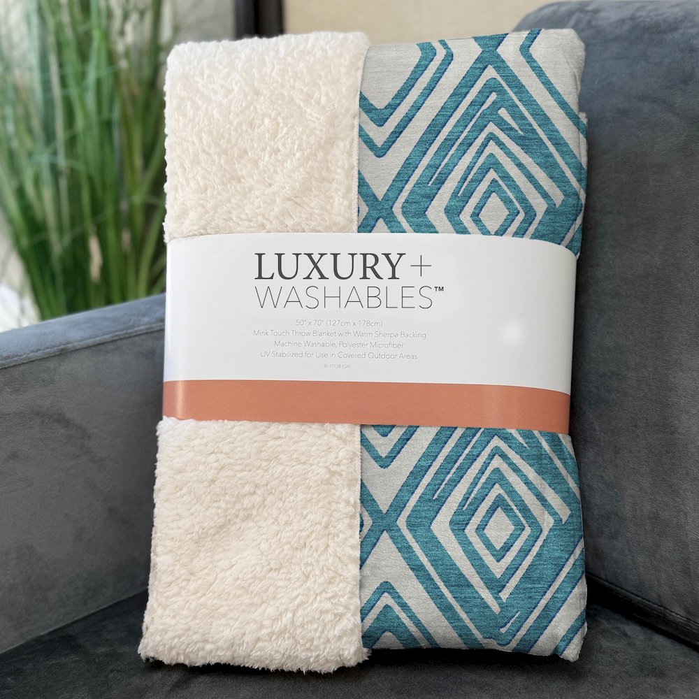 Premium Machine Washable ASB862 Teal 50" x 70" Sherpa Throw Blanket. Picture 3
