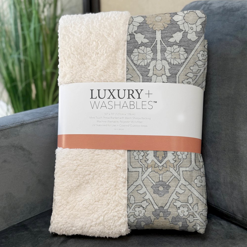 Premium Machine Washable ASB863 Beige 50" x 70" Sherpa Throw Blanket. Picture 3