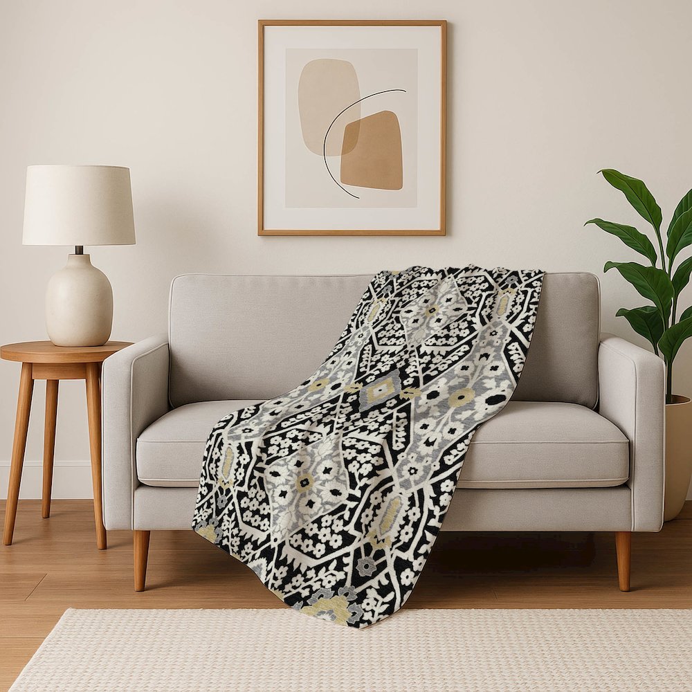 Premium Machine Washable ASB863 Black 50" x 70" Sherpa Throw Blanket. Picture 5