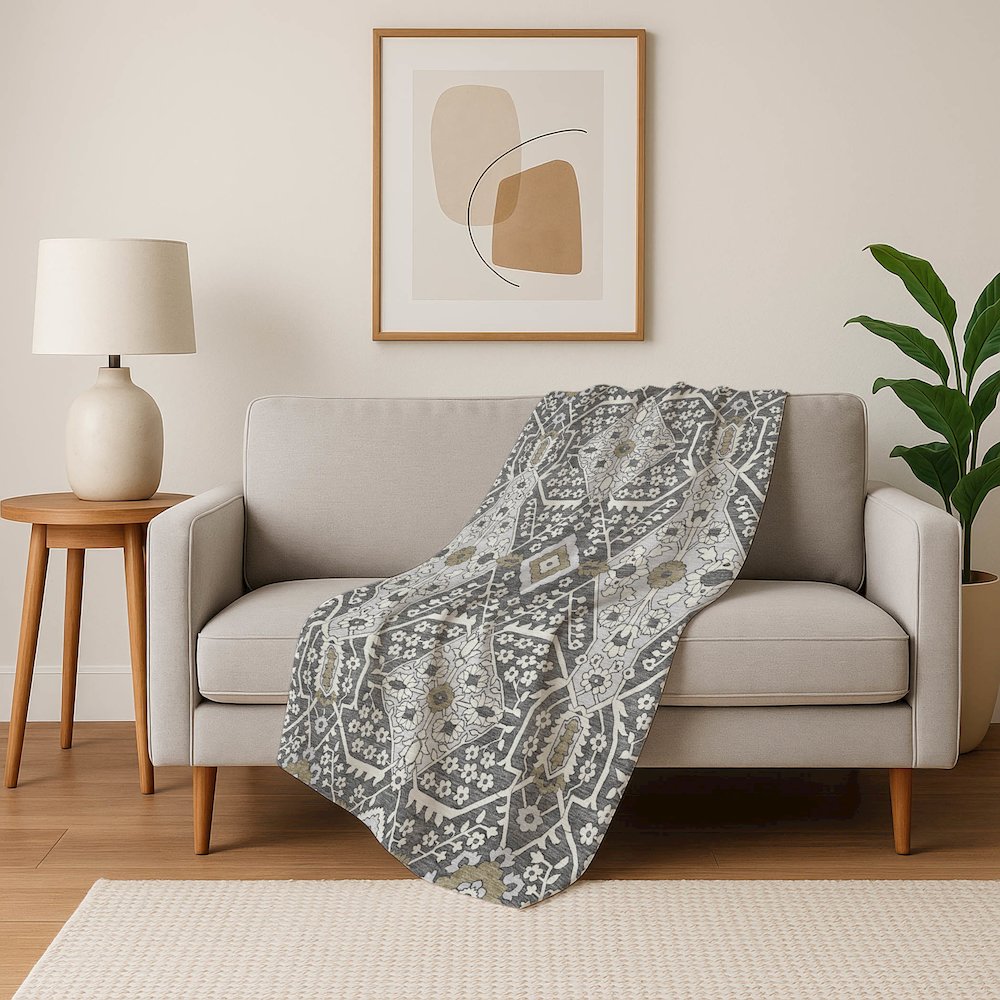 Premium Machine Washable ASB863 Charcoal 50" x 70" Sherpa Throw Blanket. Picture 5
