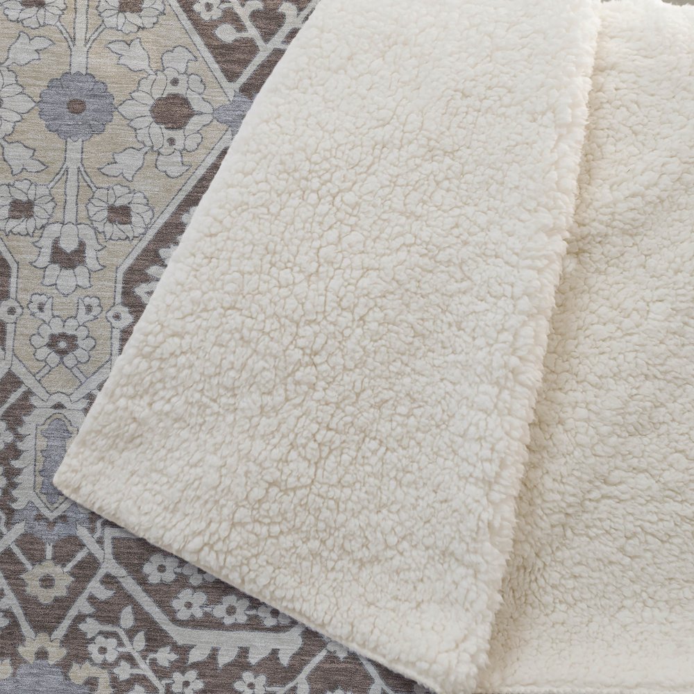 Premium Machine Washable ASB863 Chocolate 50" x 70" Sherpa Throw Blanket. Picture 2