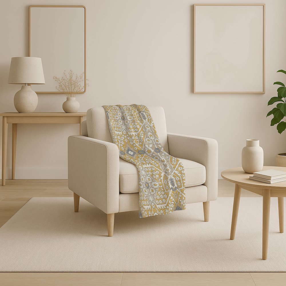 Premium Machine Washable ASB863 Gold 50" x 70" Sherpa Throw Blanket. Picture 4