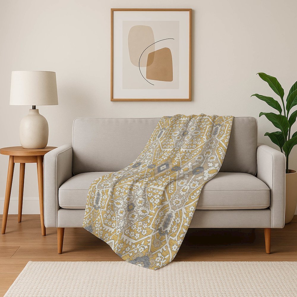 Premium Machine Washable ASB863 Gold 50" x 70" Sherpa Throw Blanket. Picture 5