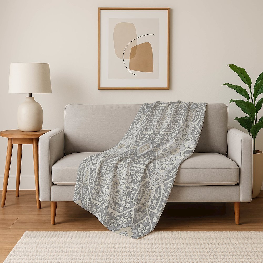 Premium Machine Washable ASB863 Gray 50" x 70" Sherpa Throw Blanket. Picture 5