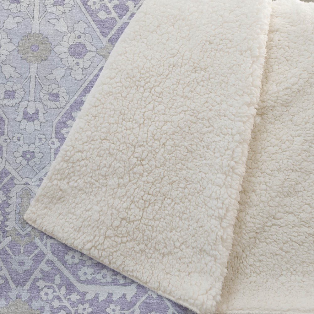 Premium Machine Washable ASB863 Lavender 50" x 70" Sherpa Throw Blanket. Picture 2