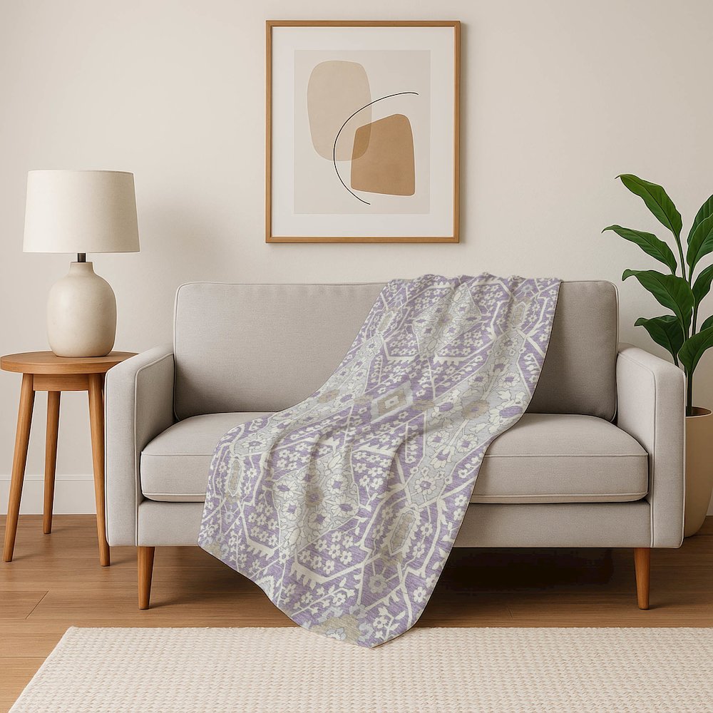 Premium Machine Washable ASB863 Lavender 50" x 70" Sherpa Throw Blanket. Picture 5