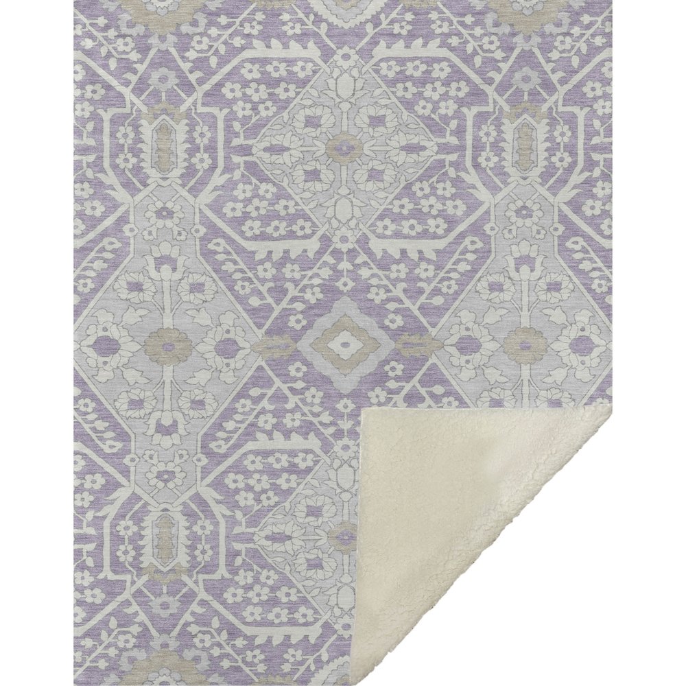 Premium Machine Washable ASB863 Lavender 50" x 70" Sherpa Throw Blanket. Picture 1
