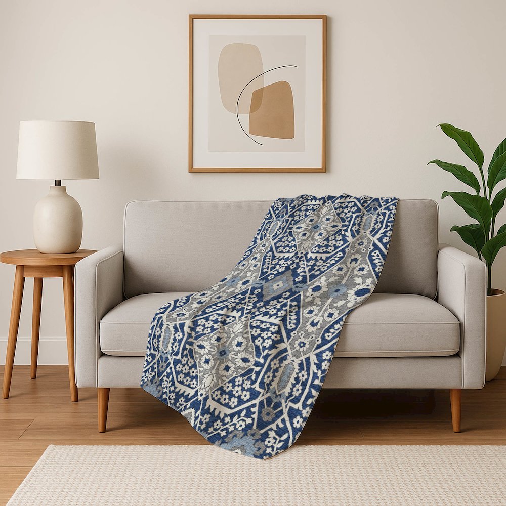 Premium Machine Washable ASB863 Navy 50" x 70" Sherpa Throw Blanket. Picture 5