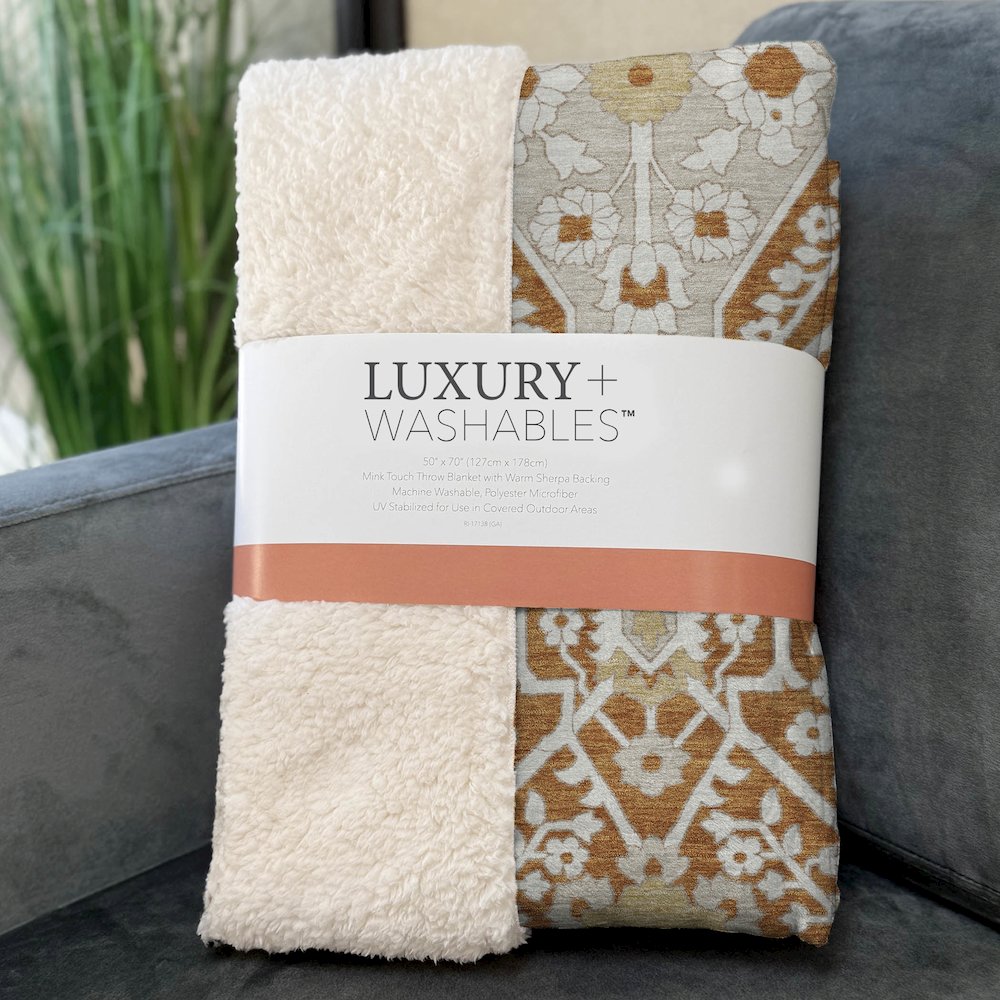 Premium Machine Washable ASB863 Paprika 50" x 70" Sherpa Throw Blanket. Picture 3