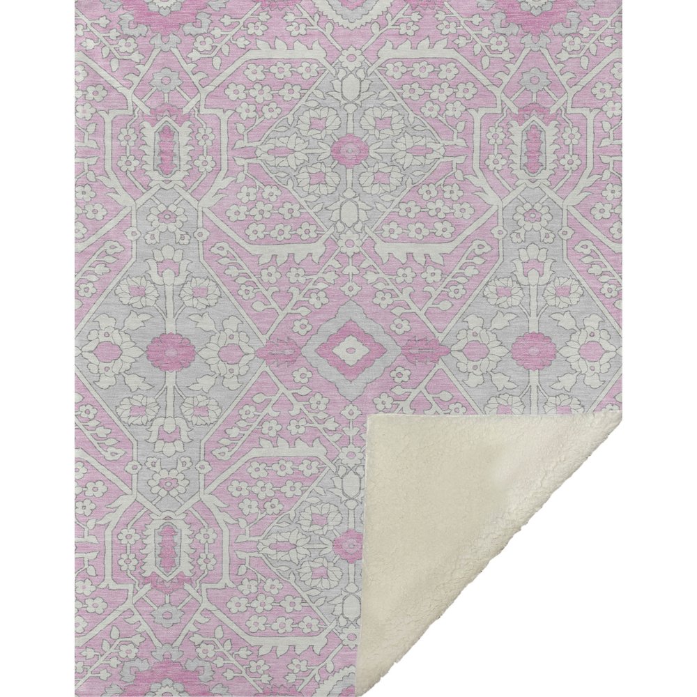 Premium Machine Washable ASB863 Pink 50" x 70" Sherpa Throw Blanket. Picture 1