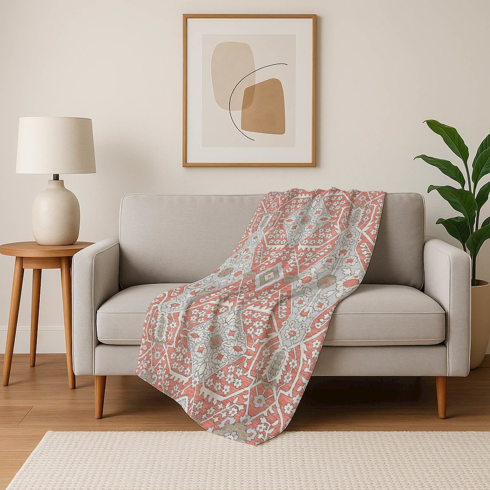 Premium Machine Washable ASB863 Salmon 50" x 70" Sherpa Throw Blanket. Picture 5