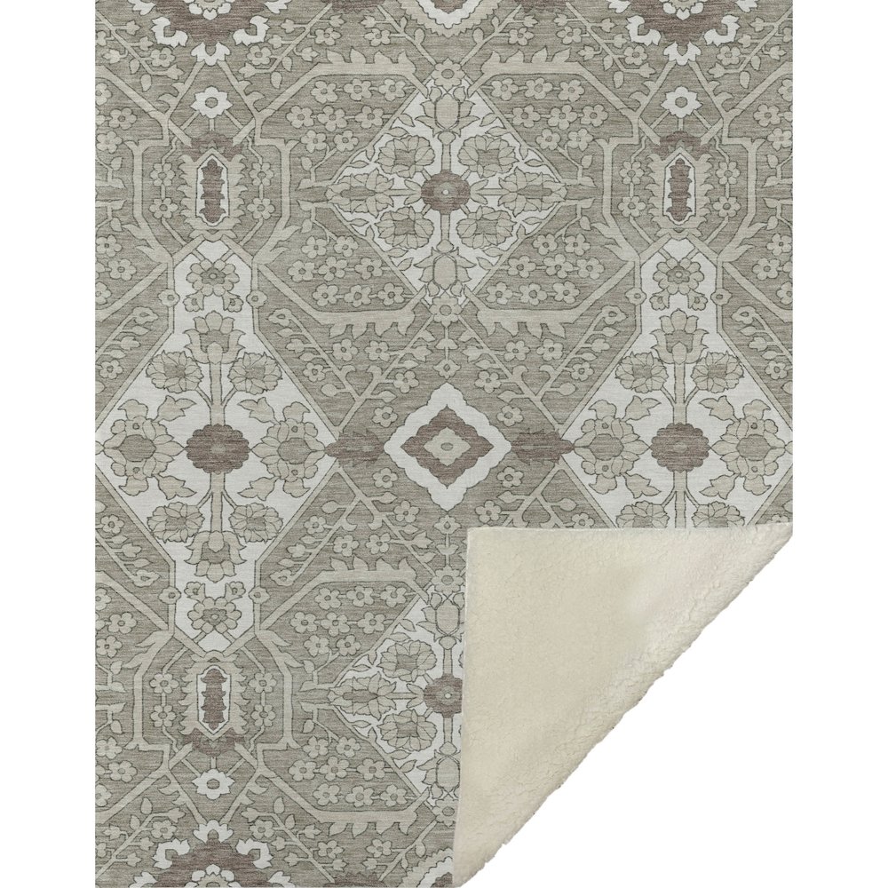 Premium Machine Washable ASB863 Taupe 50" x 70" Sherpa Throw Blanket. Picture 1