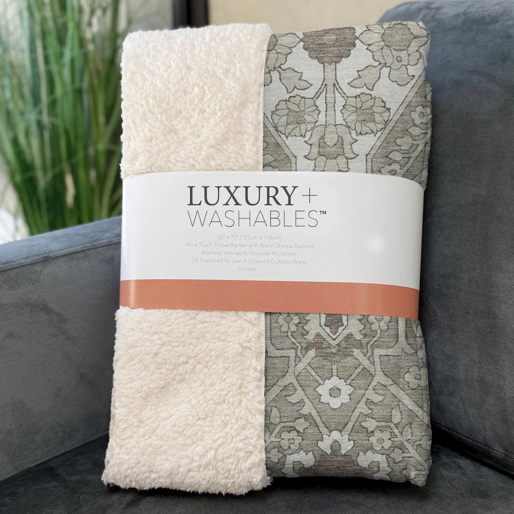 Premium Machine Washable ASB863 Taupe 50" x 70" Sherpa Throw Blanket. Picture 3