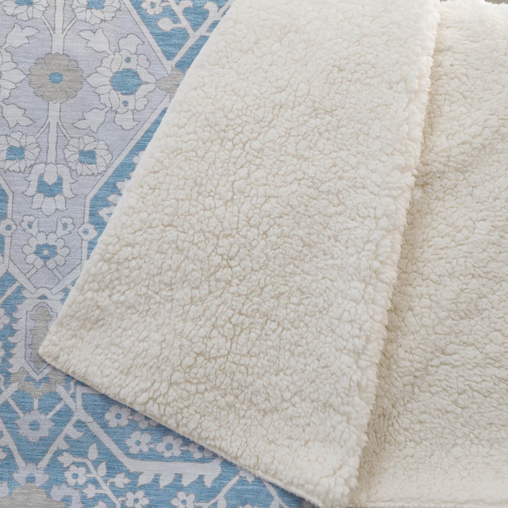 Premium Machine Washable ASB863 Teal 50" x 70" Sherpa Throw Blanket. Picture 2