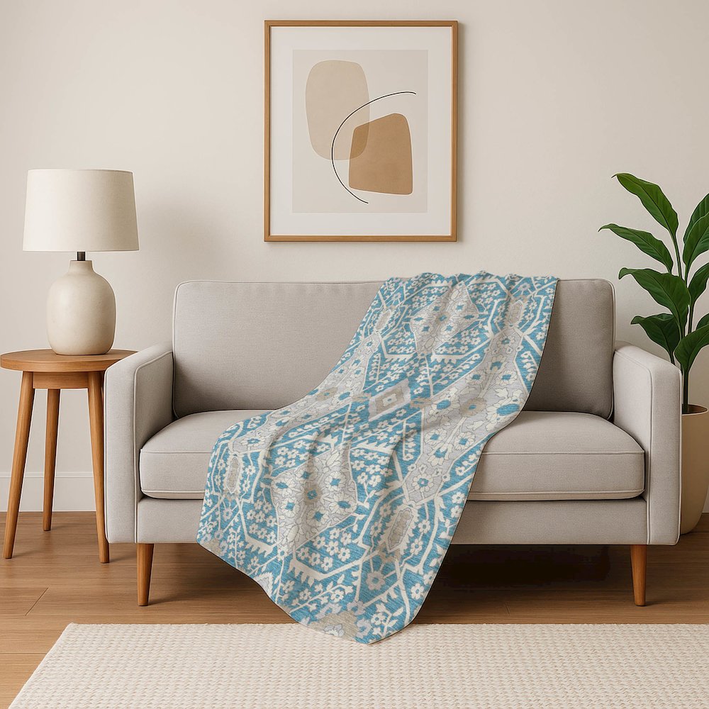 Premium Machine Washable ASB863 Teal 50" x 70" Sherpa Throw Blanket. Picture 5