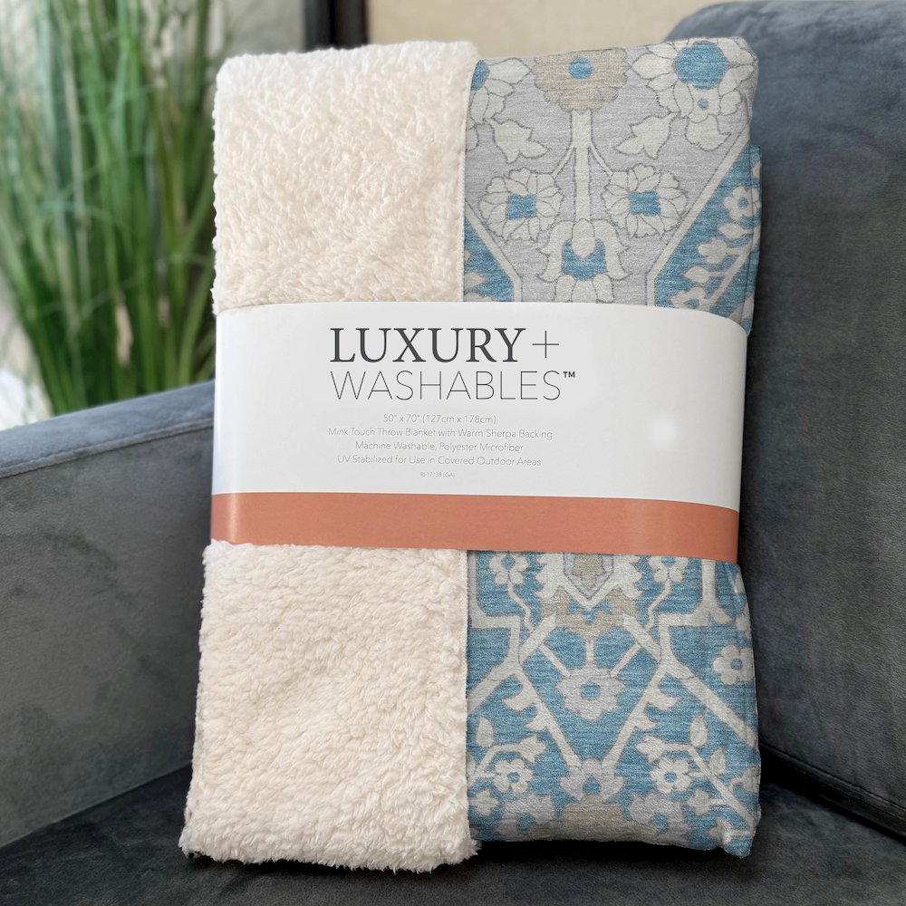 Premium Machine Washable ASB863 Teal 50" x 70" Sherpa Throw Blanket. Picture 3