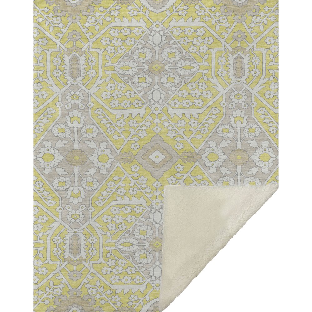 Premium Machine Washable ASB863 Yellow 50" x 70" Sherpa Throw Blanket. Picture 1