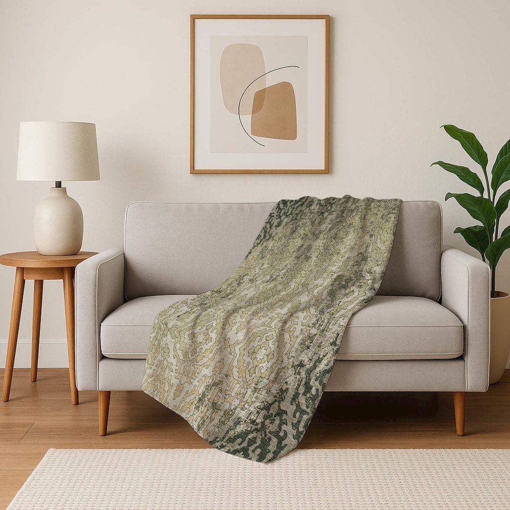Premium Machine Washable ASB864 Green 50" x 70" Sherpa Throw Blanket. Picture 5