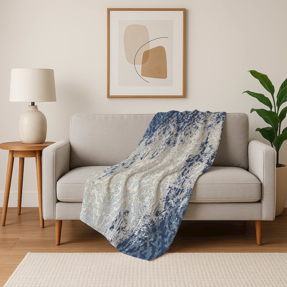 Premium Machine Washable ASB864 Navy 50" x 70" Sherpa Throw Blanket. Picture 5