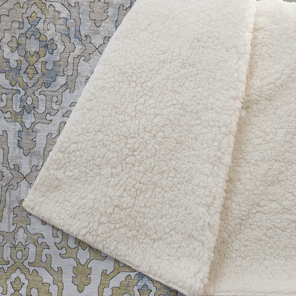 Premium Machine Washable ASB864 Sky 50" x 70" Sherpa Throw Blanket. Picture 2