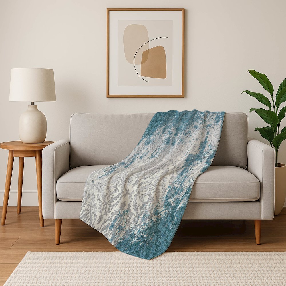 Premium Machine Washable ASB864 Teal 50" x 70" Sherpa Throw Blanket. Picture 5