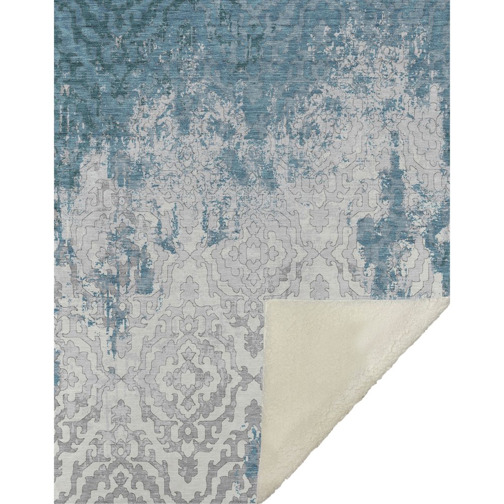 Premium Machine Washable ASB864 Teal 50" x 70" Sherpa Throw Blanket. Picture 1