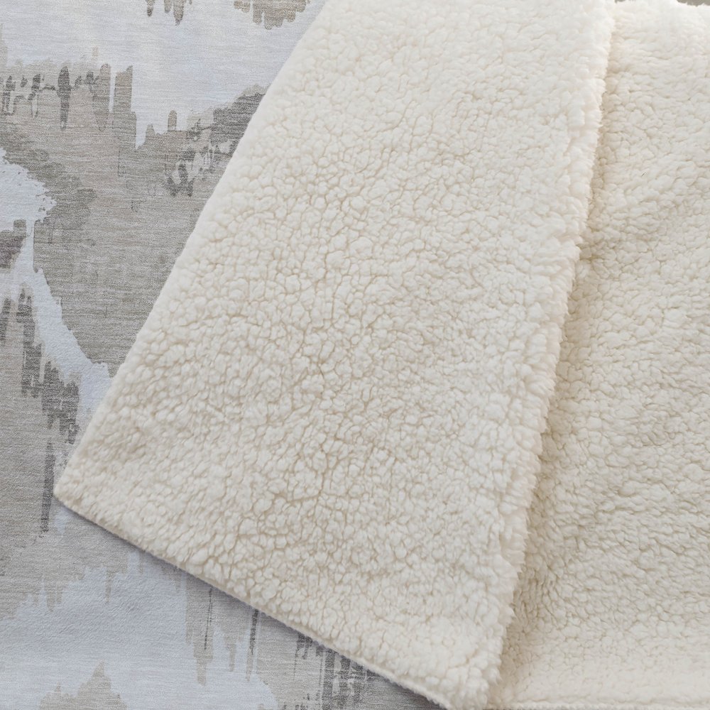 Premium Machine Washable ASB865 Beige 50" x 70" Sherpa Throw Blanket. Picture 2