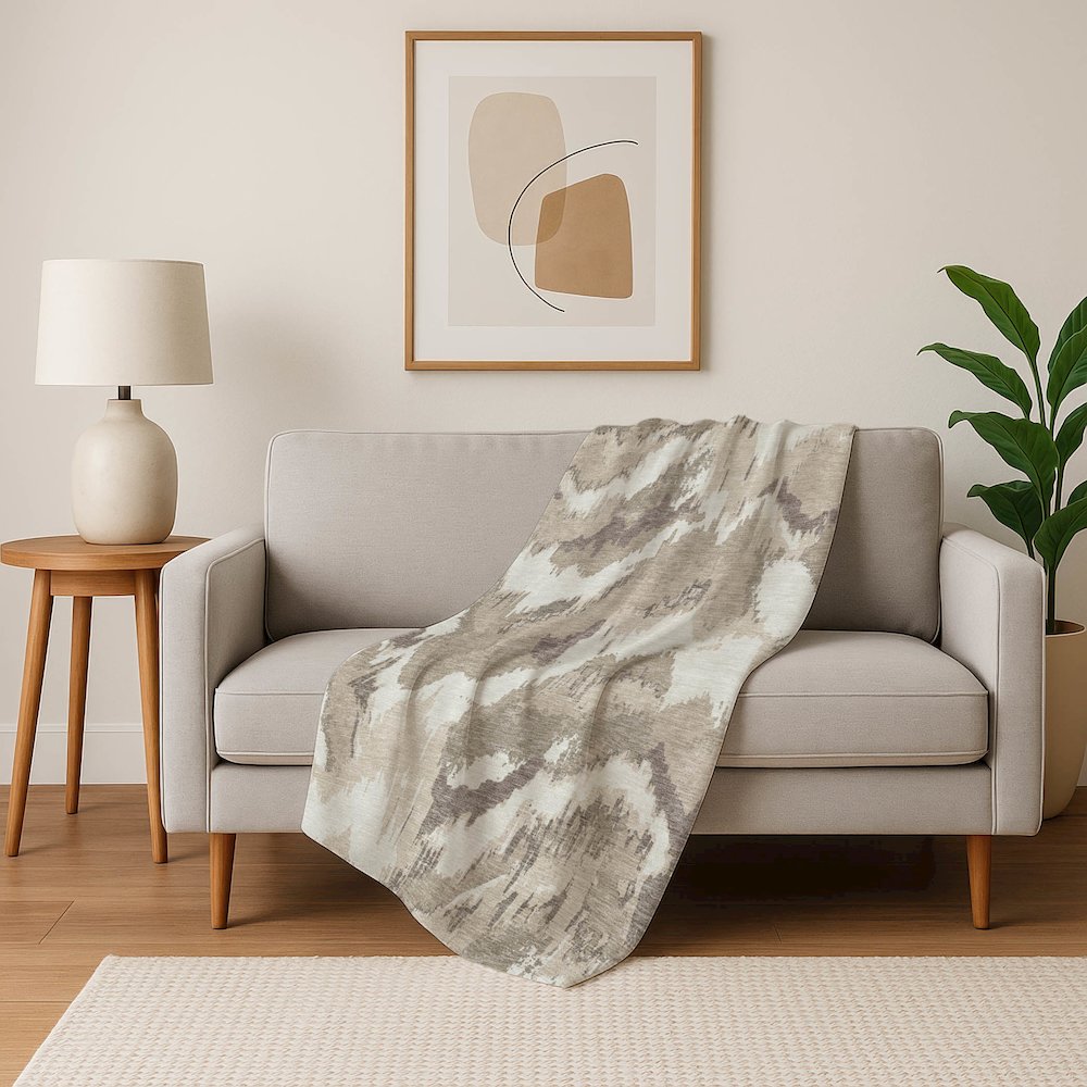 Premium Machine Washable ASB865 Beige 50" x 70" Sherpa Throw Blanket. Picture 5