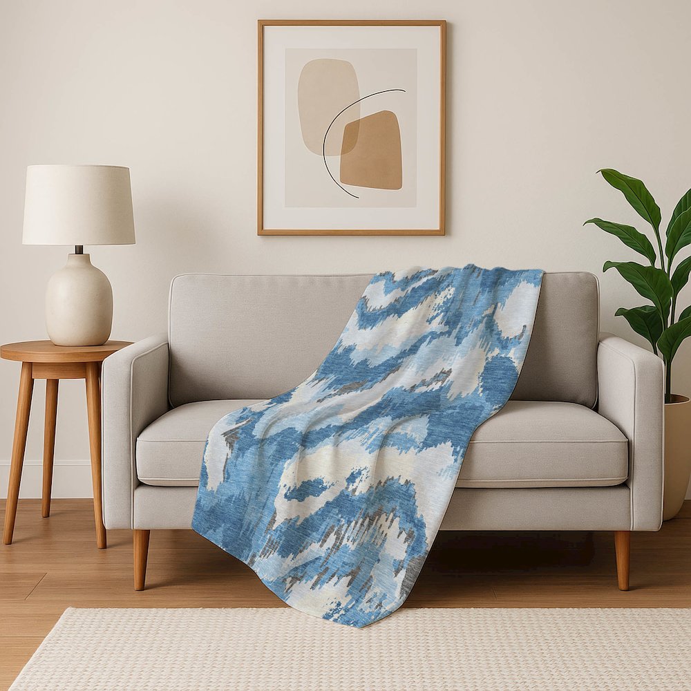 Premium Machine Washable ASB865 Blue 50" x 70" Sherpa Throw Blanket. Picture 5