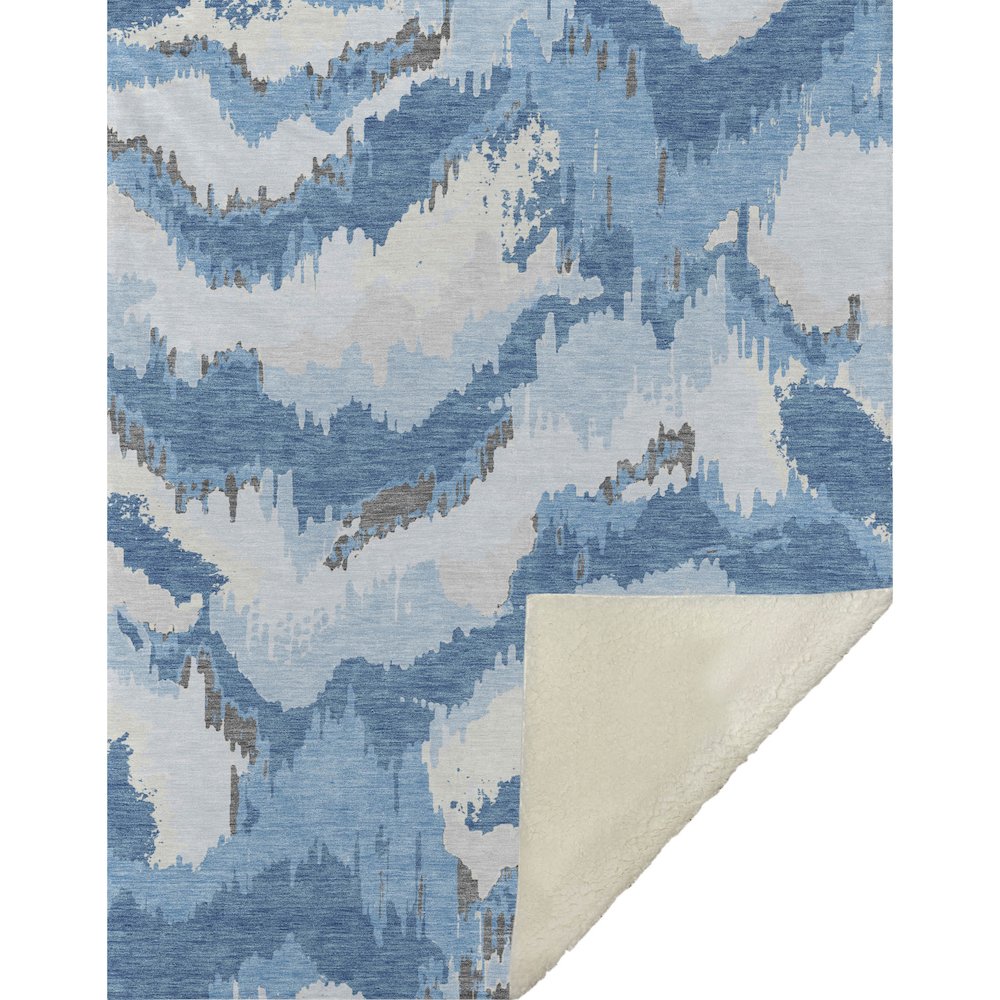 Premium Machine Washable ASB865 Blue 50" x 70" Sherpa Throw Blanket. Picture 1