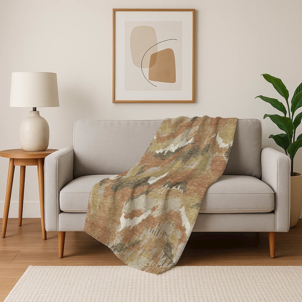 Premium Machine Washable ASB865 Copper 50" x 70" Sherpa Throw Blanket. Picture 5