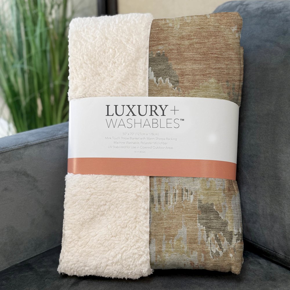 Premium Machine Washable ASB865 Copper 50" x 70" Sherpa Throw Blanket. Picture 3