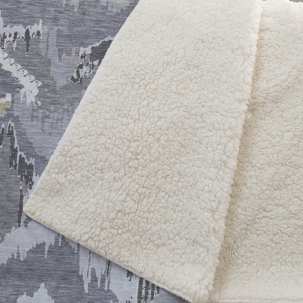 Premium Machine Washable ASB865 Gray 50" x 70" Sherpa Throw Blanket. Picture 2