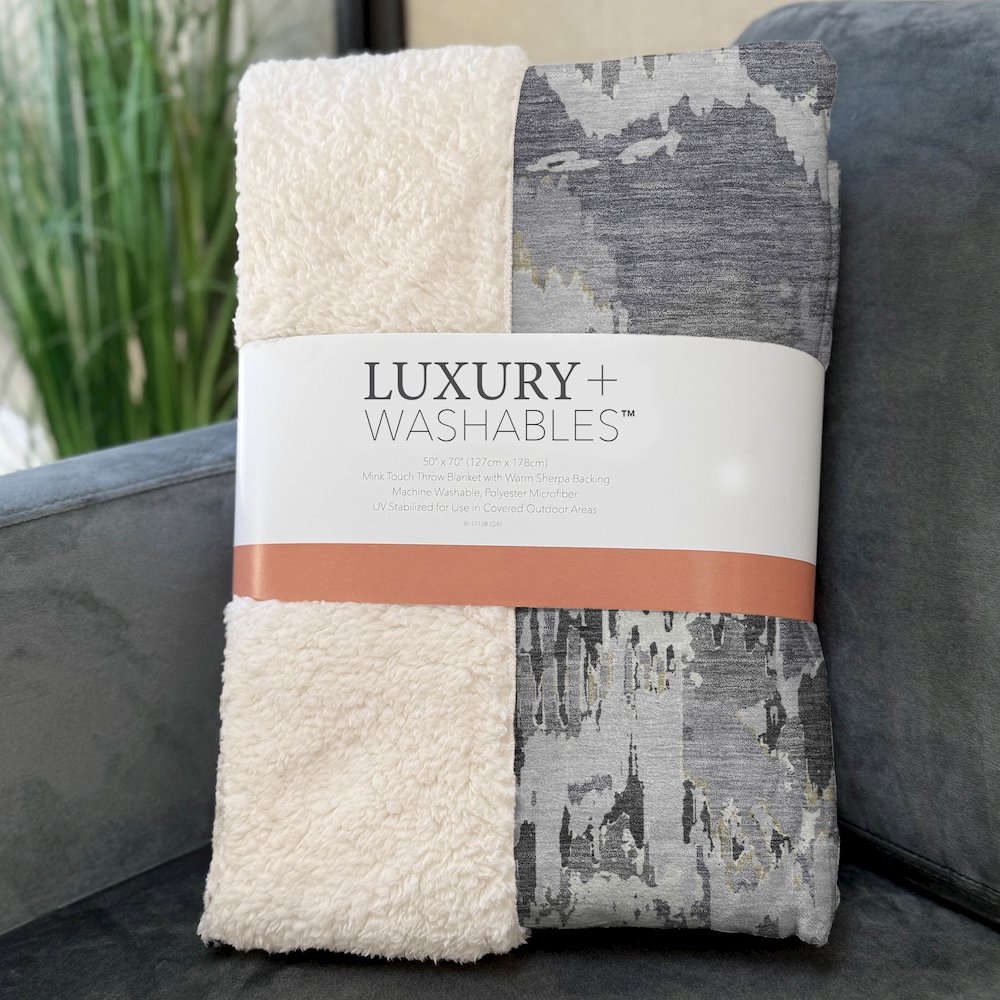 Premium Machine Washable ASB865 Gray 50" x 70" Sherpa Throw Blanket. Picture 3
