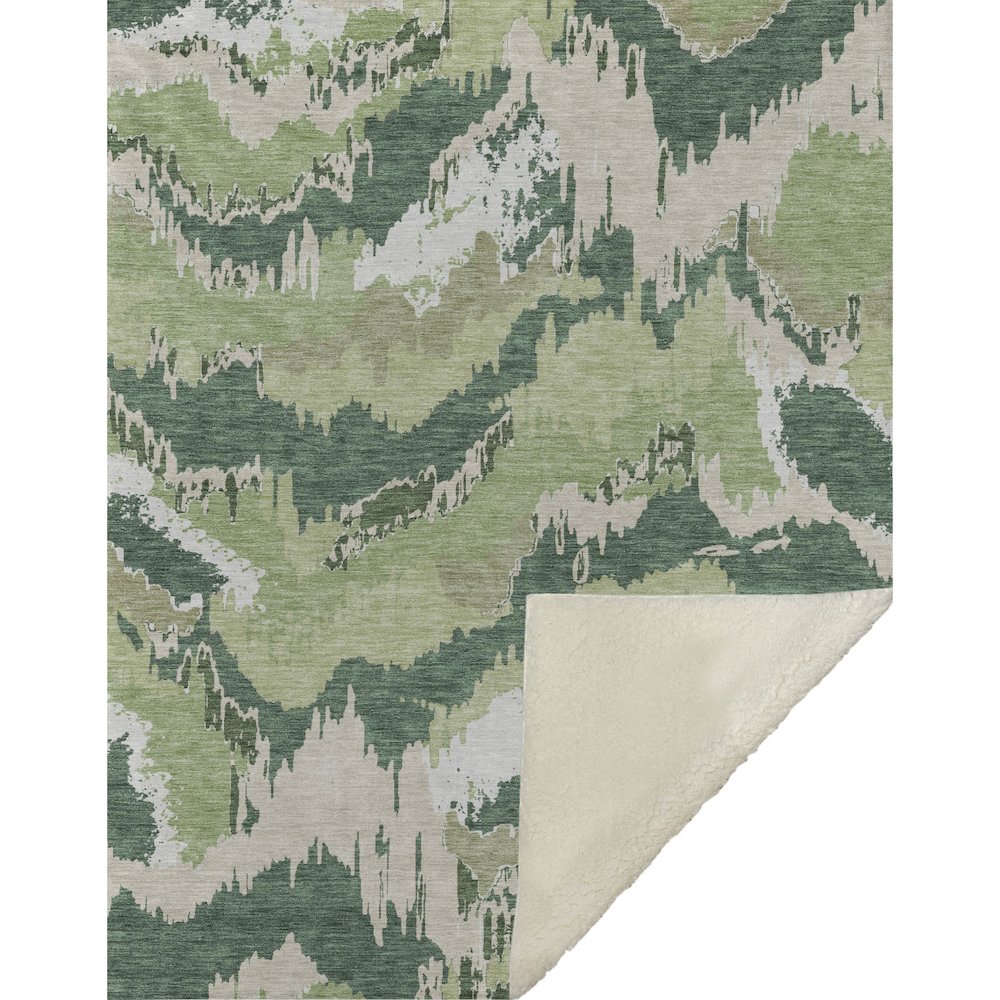 Premium Machine Washable ASB865 Green 50" x 70" Sherpa Throw Blanket. Picture 1
