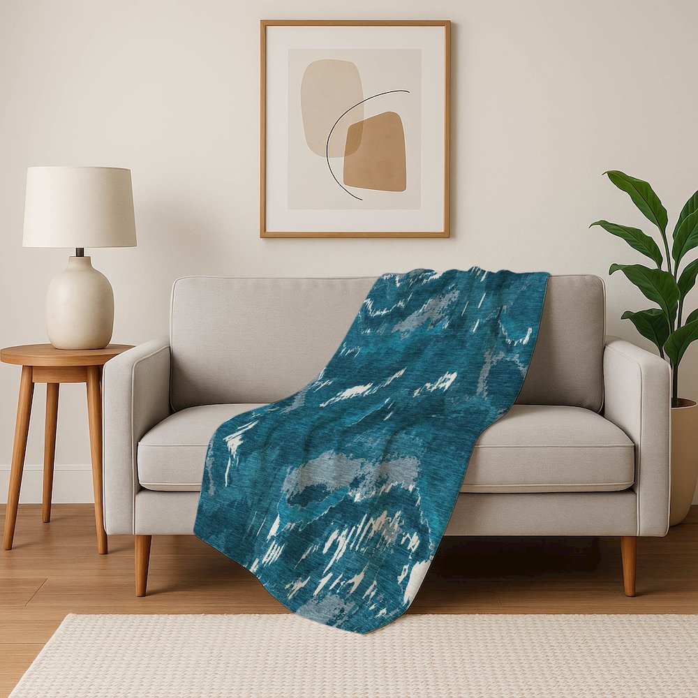 Premium Machine Washable ASB865 Navy 50" x 70" Sherpa Throw Blanket. Picture 5