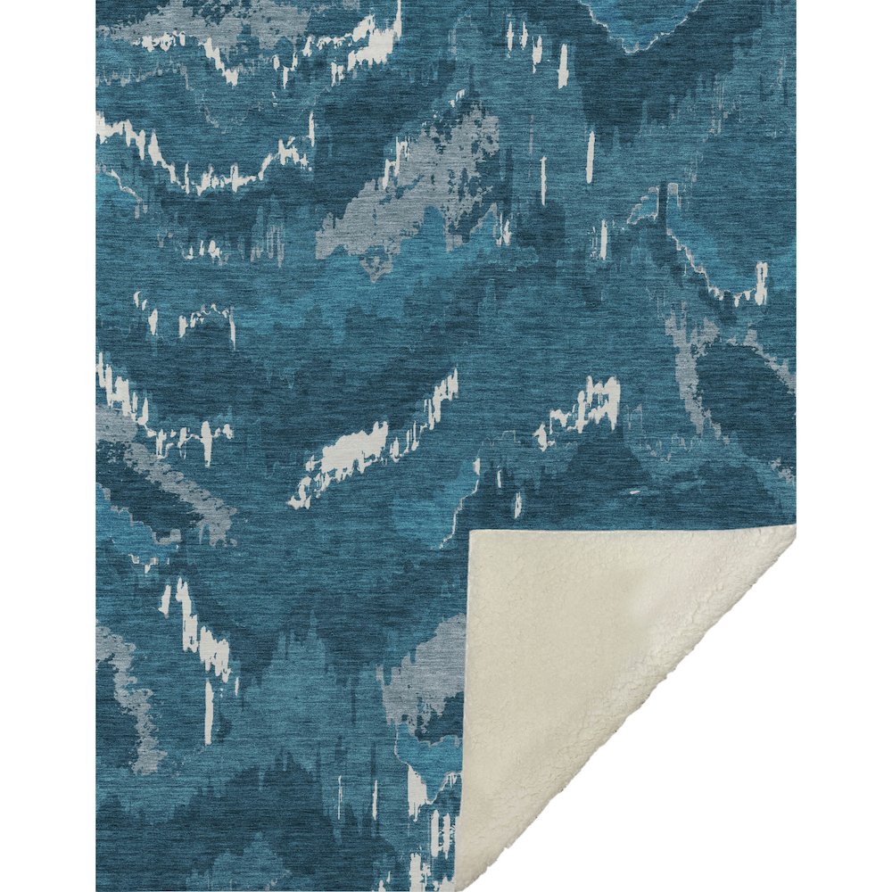 Premium Machine Washable ASB865 Navy 50" x 70" Sherpa Throw Blanket. Picture 1