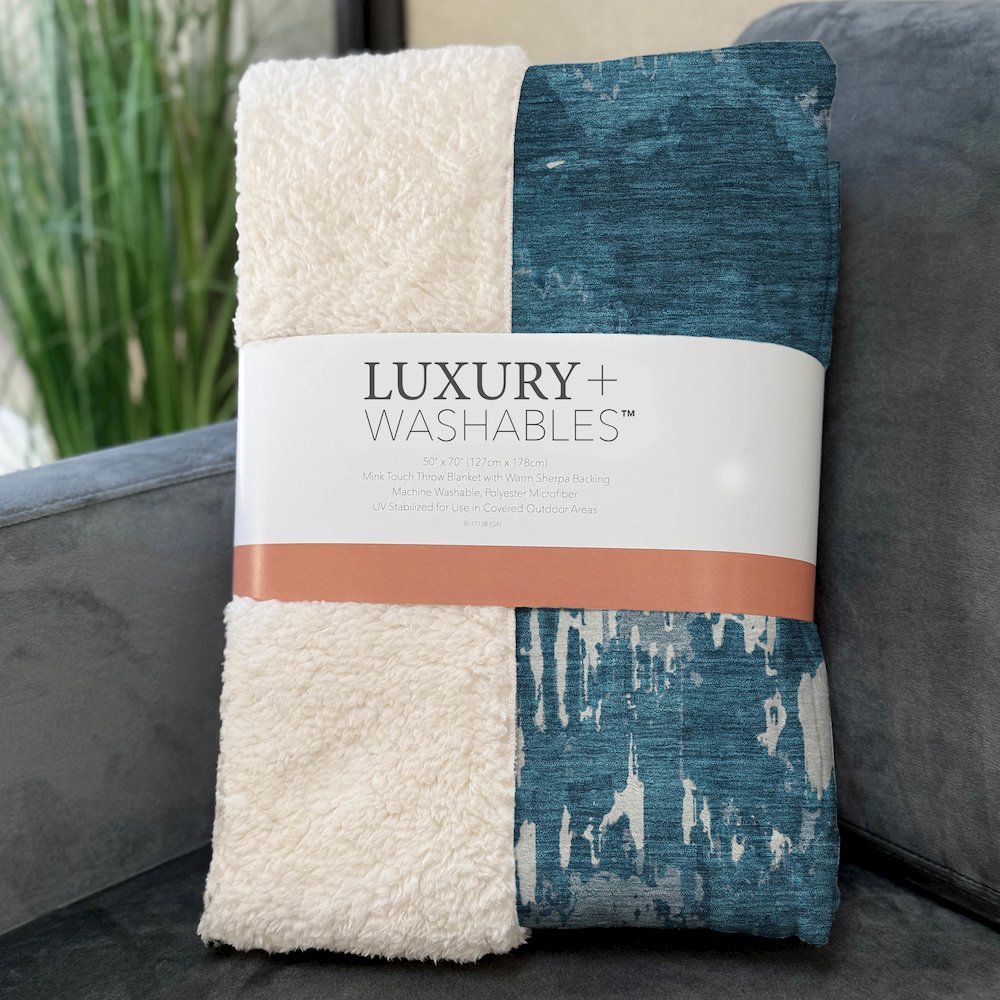 Premium Machine Washable ASB865 Navy 50" x 70" Sherpa Throw Blanket. Picture 3
