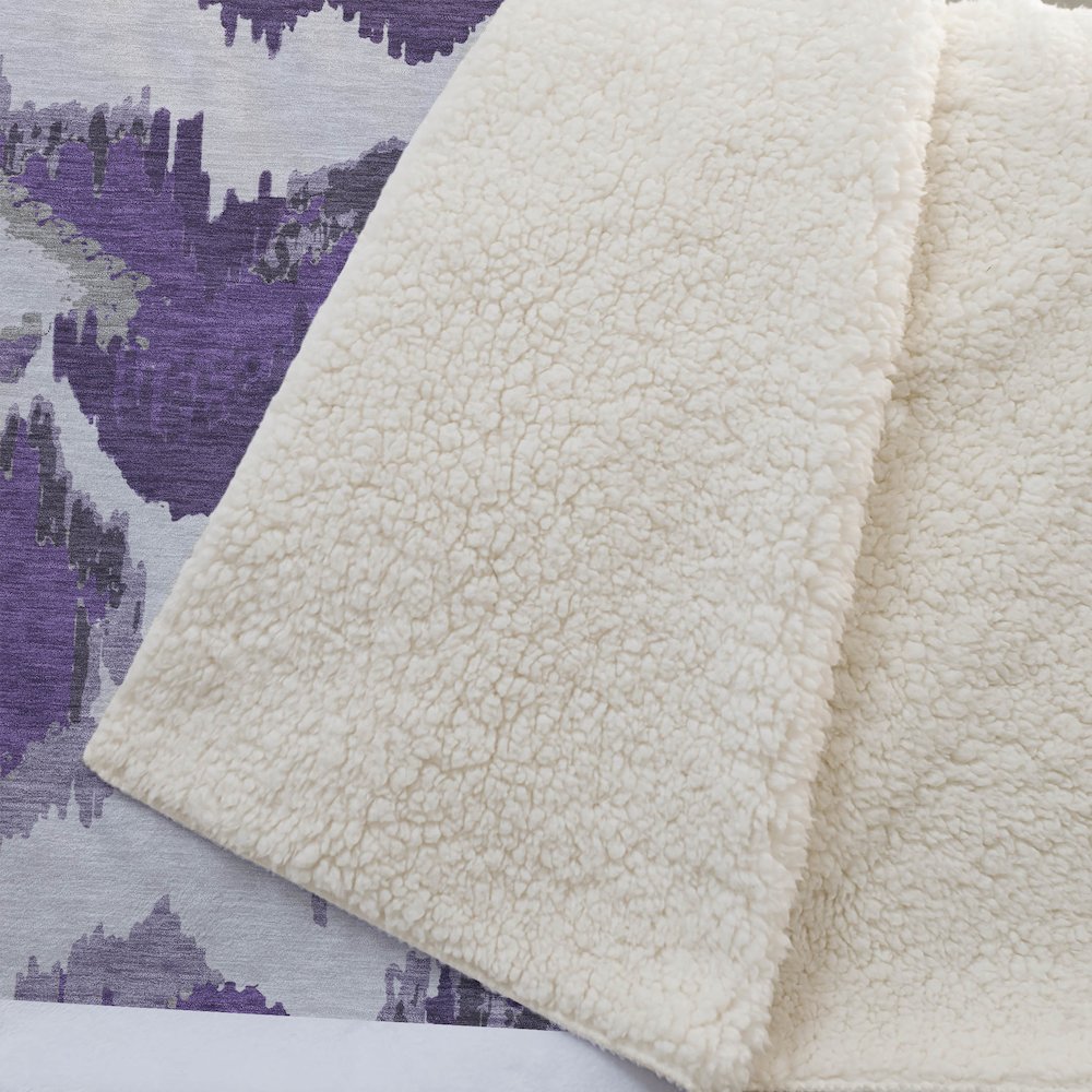Premium Machine Washable ASB865 Purple 50" x 70" Sherpa Throw Blanket. Picture 2