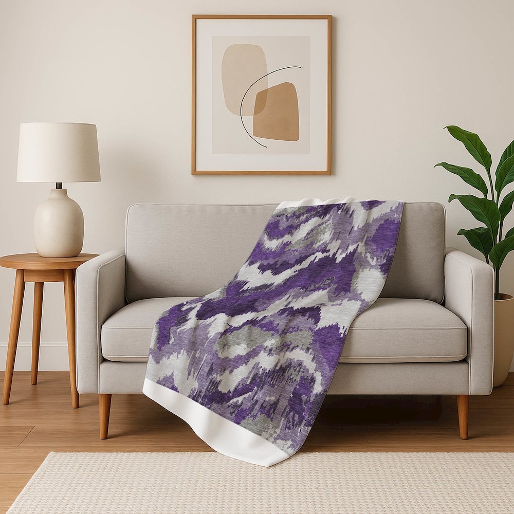 Premium Machine Washable ASB865 Purple 50" x 70" Sherpa Throw Blanket. Picture 5