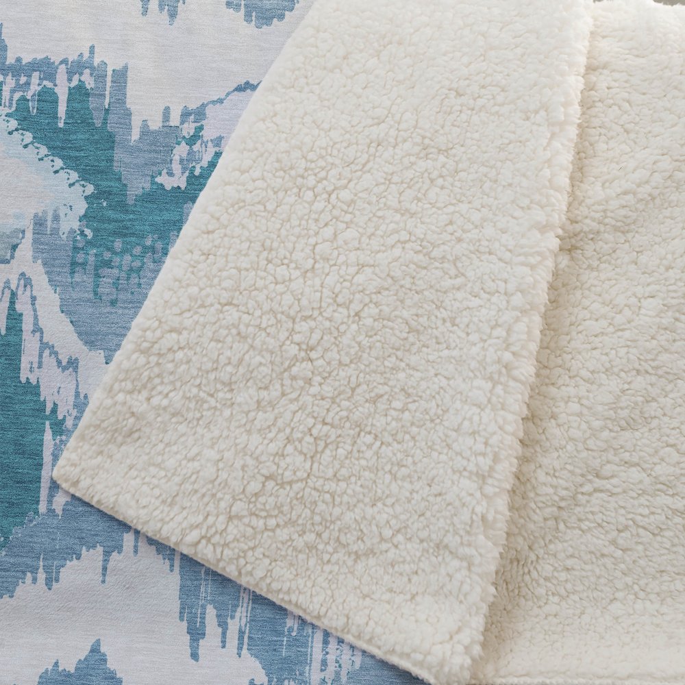 Premium Machine Washable ASB865 Teal 50" x 70" Sherpa Throw Blanket. Picture 2