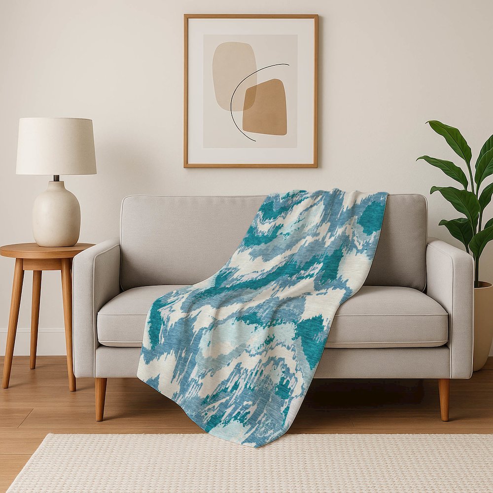 Premium Machine Washable ASB865 Teal 50" x 70" Sherpa Throw Blanket. Picture 5