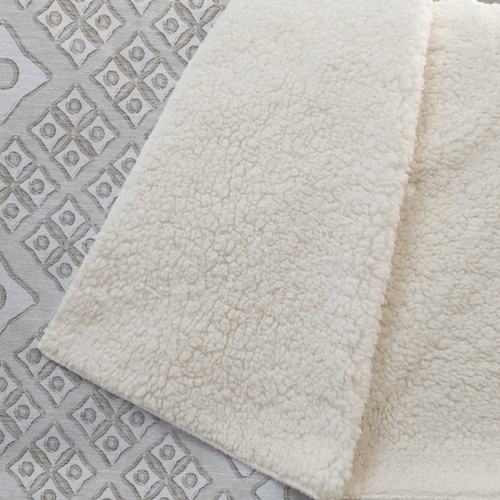 Premium Machine Washable ASB866 Beige 50" x 70" Sherpa Throw Blanket. Picture 2