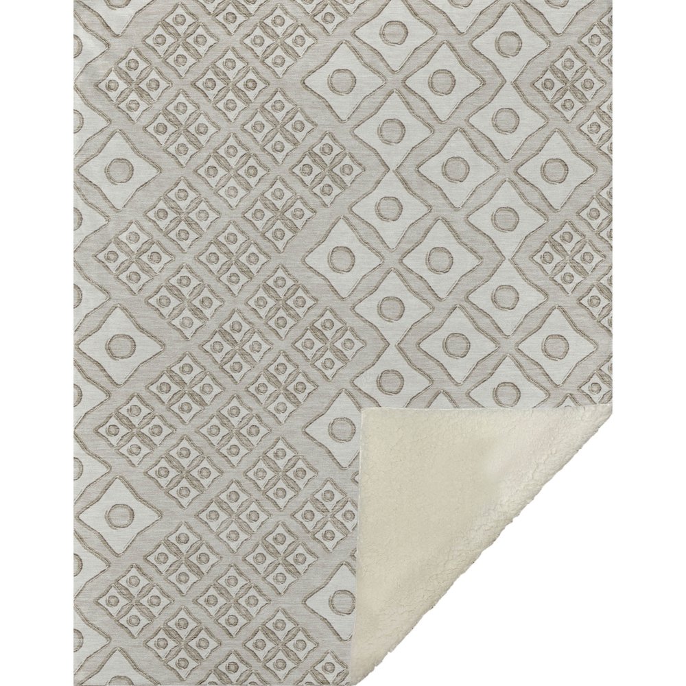 Premium Machine Washable ASB866 Beige 50" x 70" Sherpa Throw Blanket. Picture 1