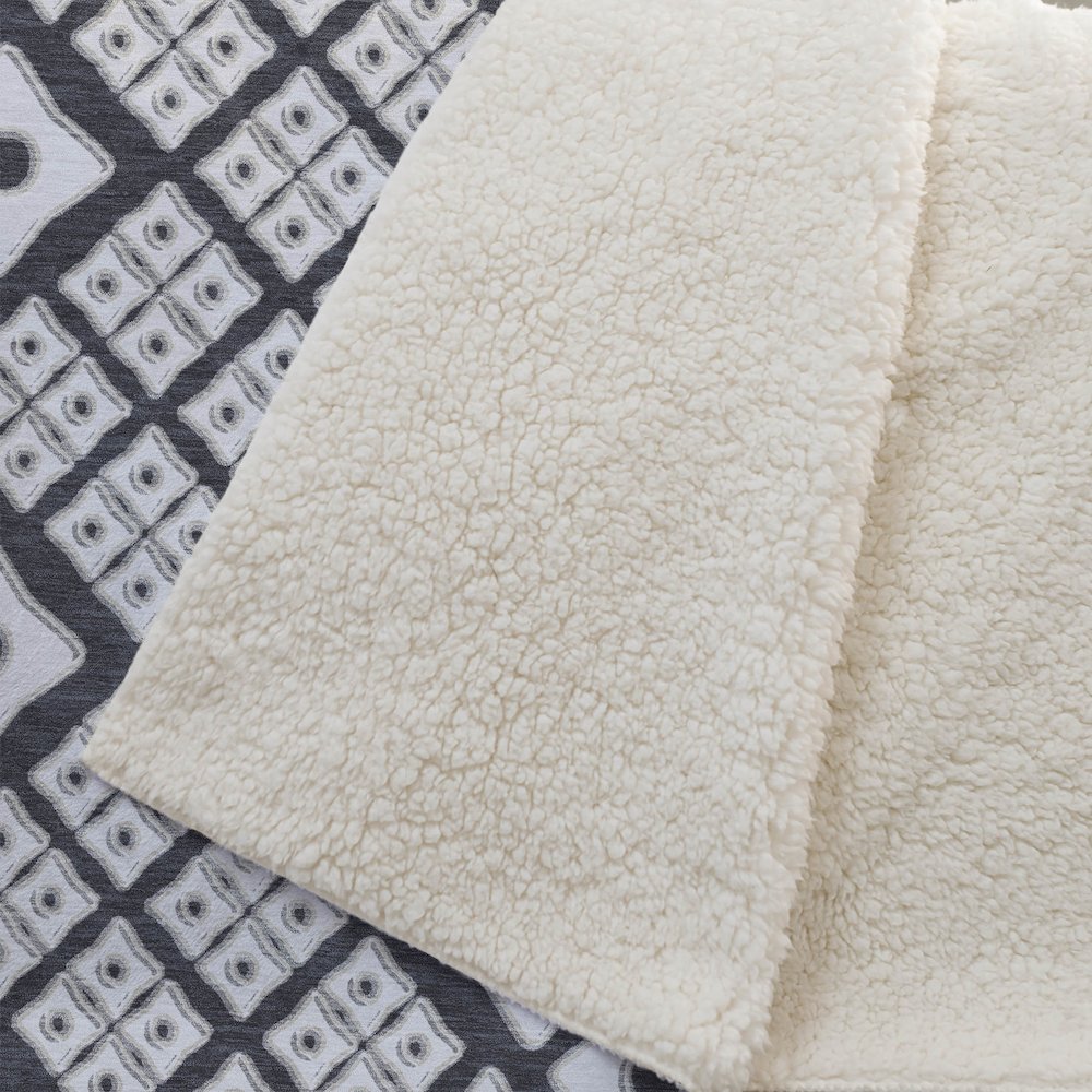 Premium Machine Washable ASB866 Black 50" x 70" Sherpa Throw Blanket. Picture 2