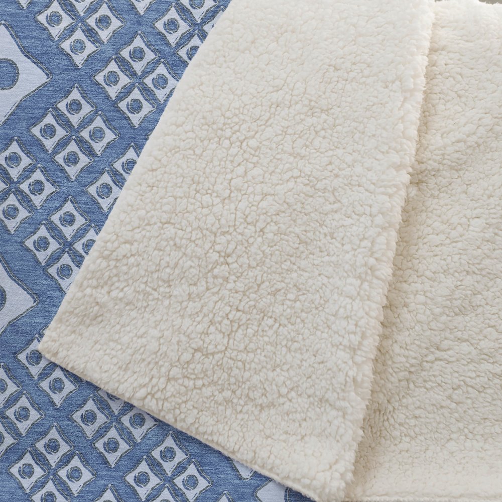 Premium Machine Washable ASB866 Denim 50" x 70" Sherpa Throw Blanket. Picture 2
